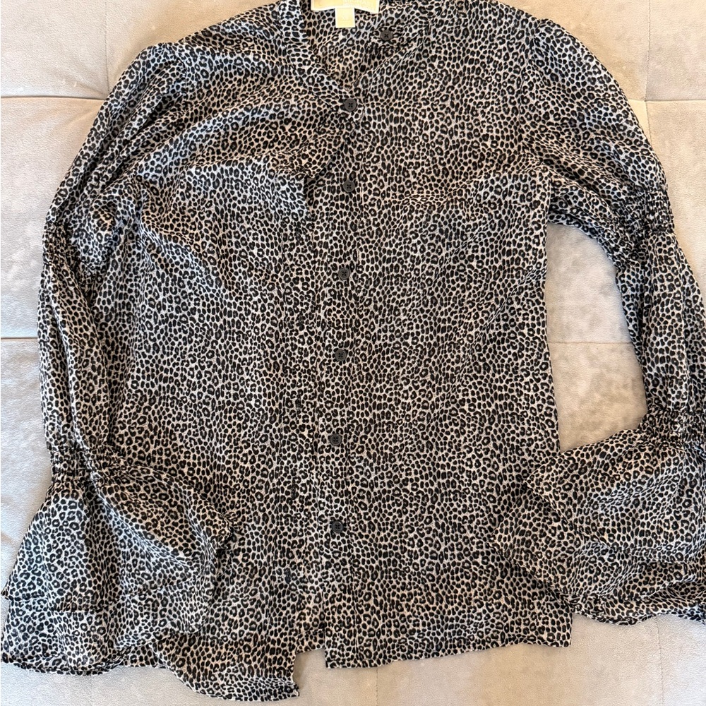 Michael kors Leopard Print Long Sleeve Blouse
